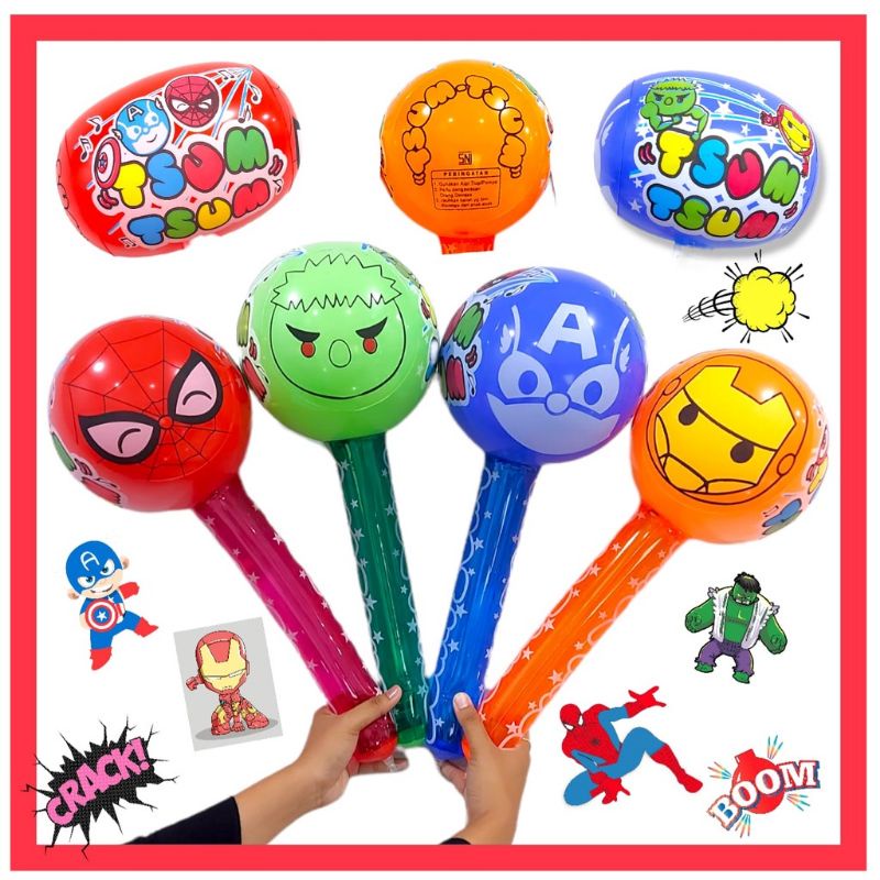 Mainan Balon tiup Palu Karakter Avangers/Mainan Balon Palu Tiup Superhero SNI