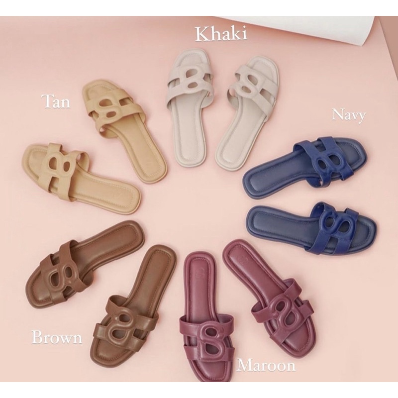 LENGKAP KEFI SANDAL 36-42 buttonscarves black benang jarum maroon tan khaki brown mermaid lavender
