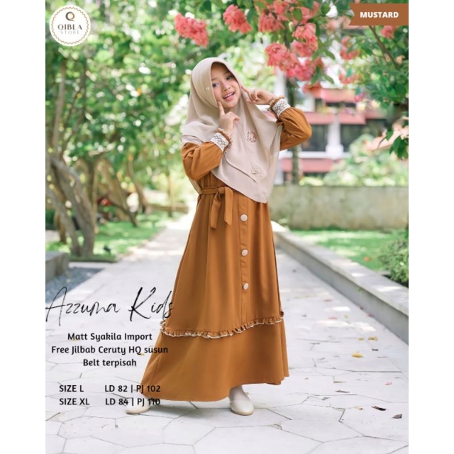 AZZAM - AZZIMA Gamis set hijab Anak cewek by Qibla (SUDAH TERMASUK JILBAB)