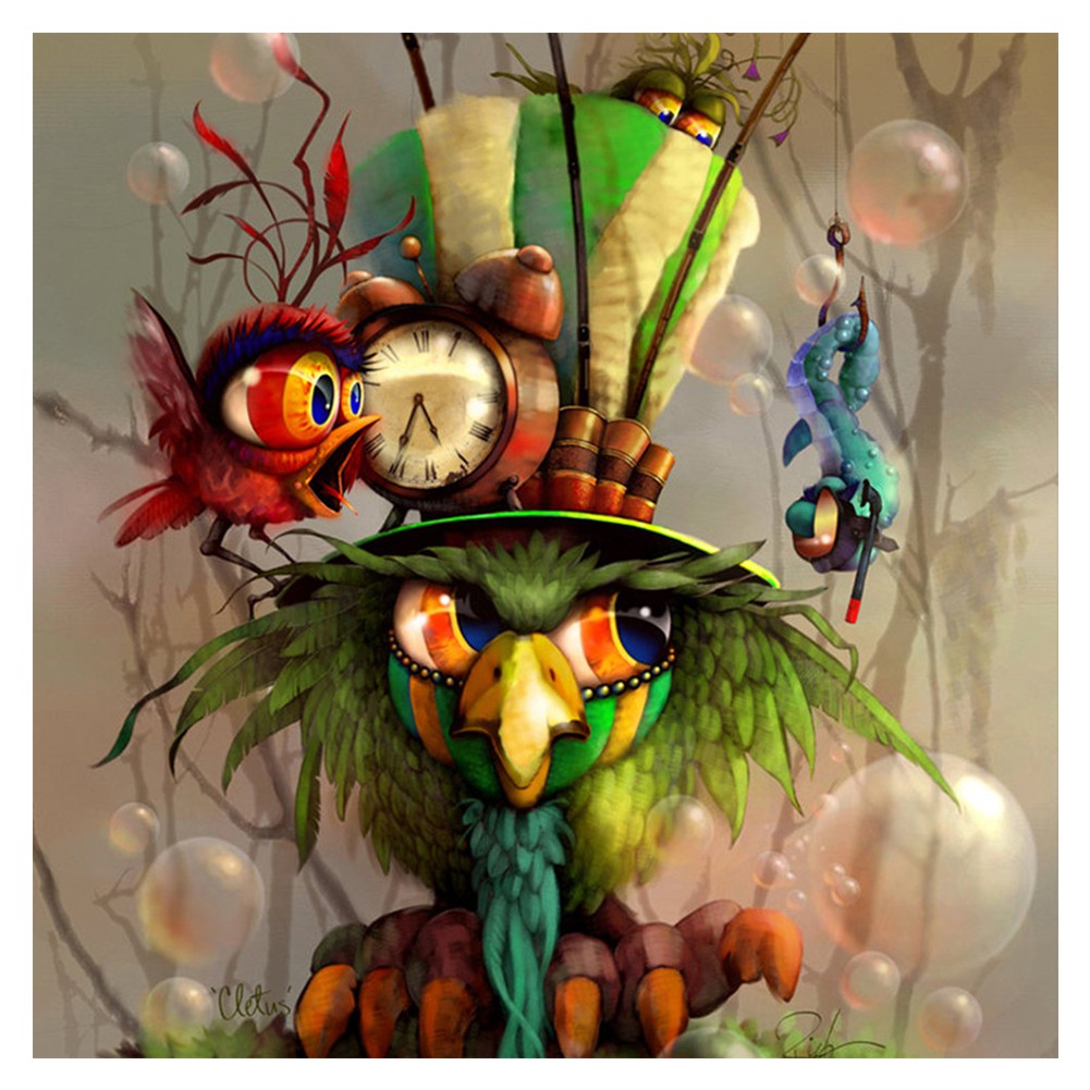 Lukisan Diamond 5d Cross Stitch Diy Gambar Kartun Burung 3d Untuk