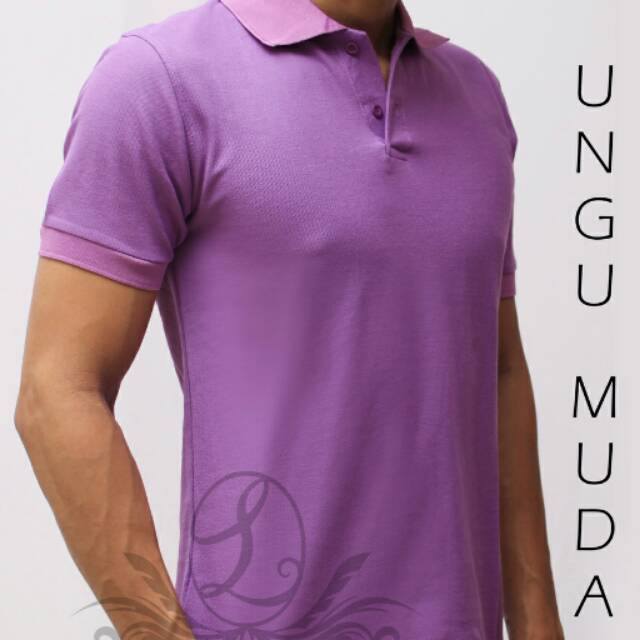 Polo Shirt Polos Ungu Muda Baju Kaos Kerah Cowok Pria Cotton Katun