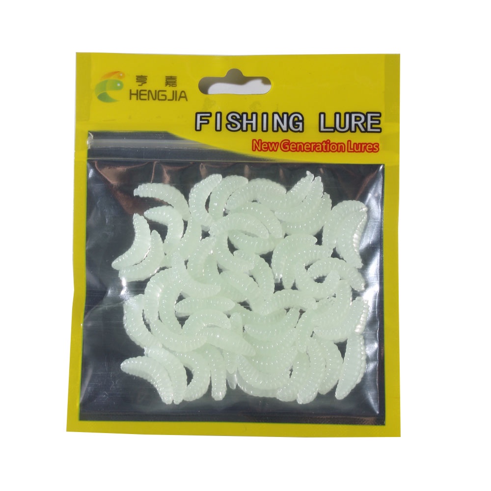 Hengjia 50 Pcs / Kantong silicone Worm Bait Umpan Pancing Soft Bait Bentuk Cacing Imitasi Ukuran 2cm 0.45g fishing Lures