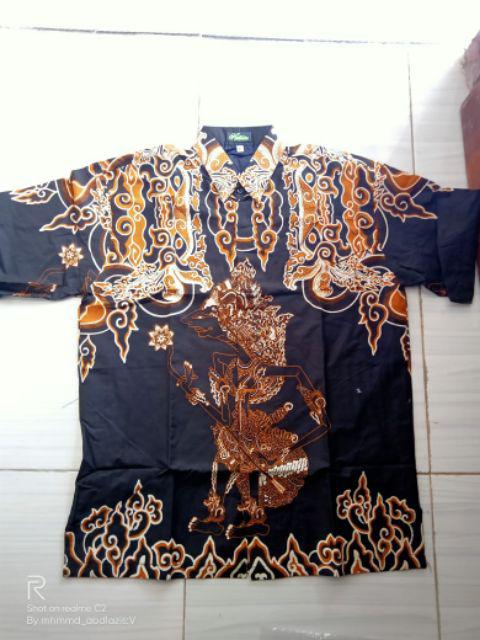Batik Pria Kresna Wayang Size M - Xxl Batik Solo Katun Sragenan Full Furing
