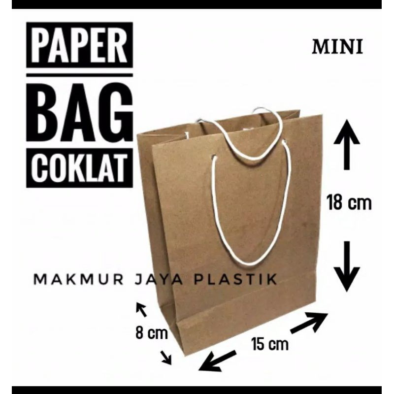 

PAPER BAG POLOS COKLAT MINI 15 X 18 X 18 ISI 12 PCS