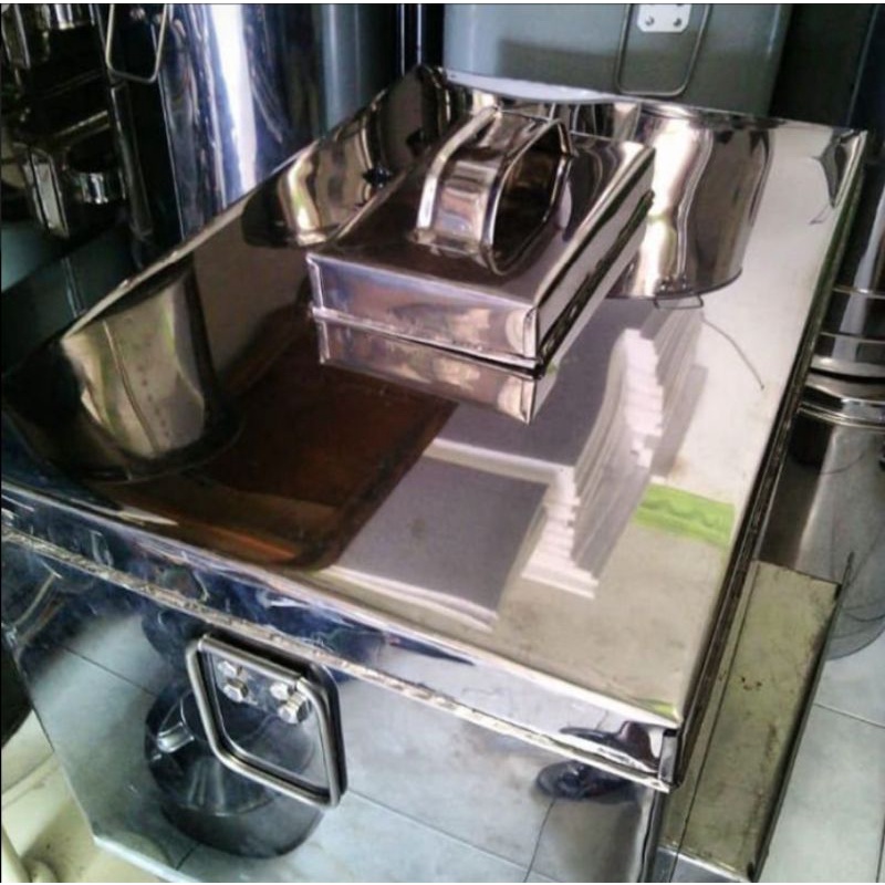 Wadah Es Krim Box Es Potong 1 Set Box Luar Dalam Tutup Stainless