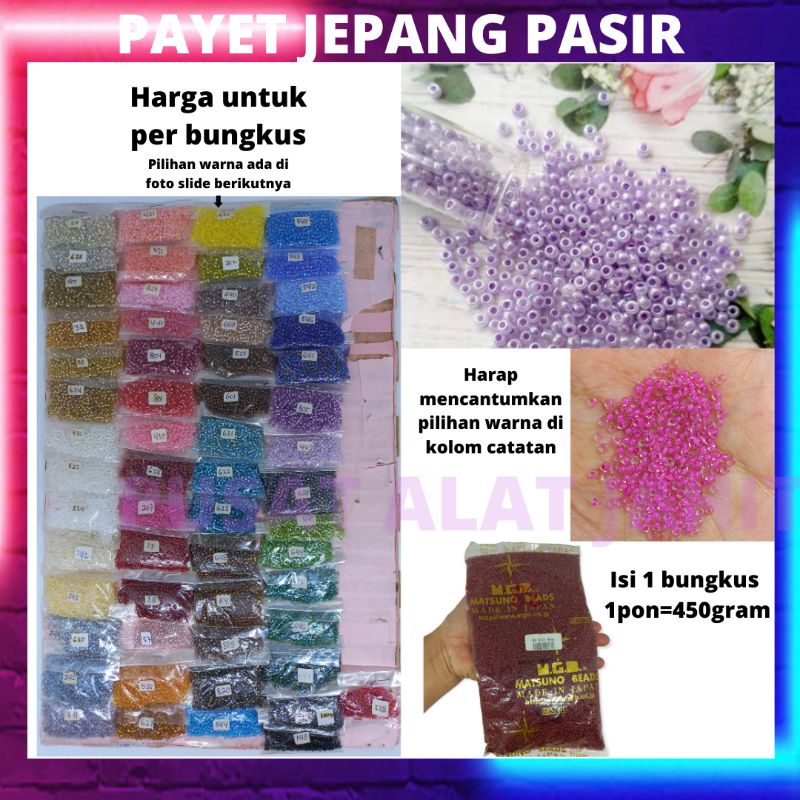 Payet jepang pasir payet pasir mute manik kebaya dress per 1pon