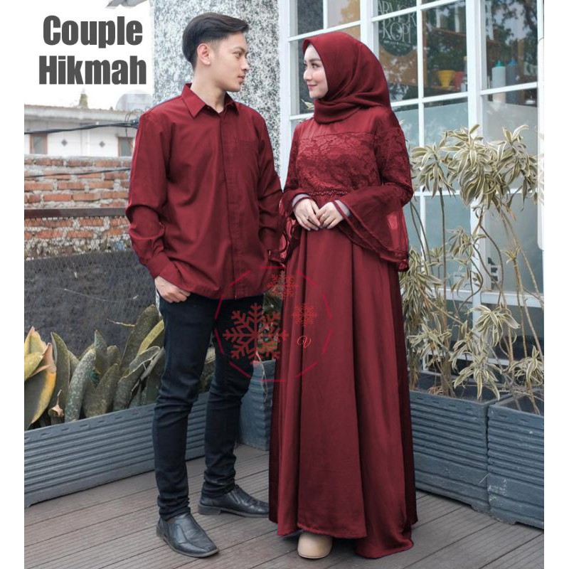 COUPLE HIKMAH/BAJU COUPLE MUSLIM/COUPLE PRIA DAN WANITA/ COUPLE PESTA/LENGAN PANJANG/GOOD QUALITY.