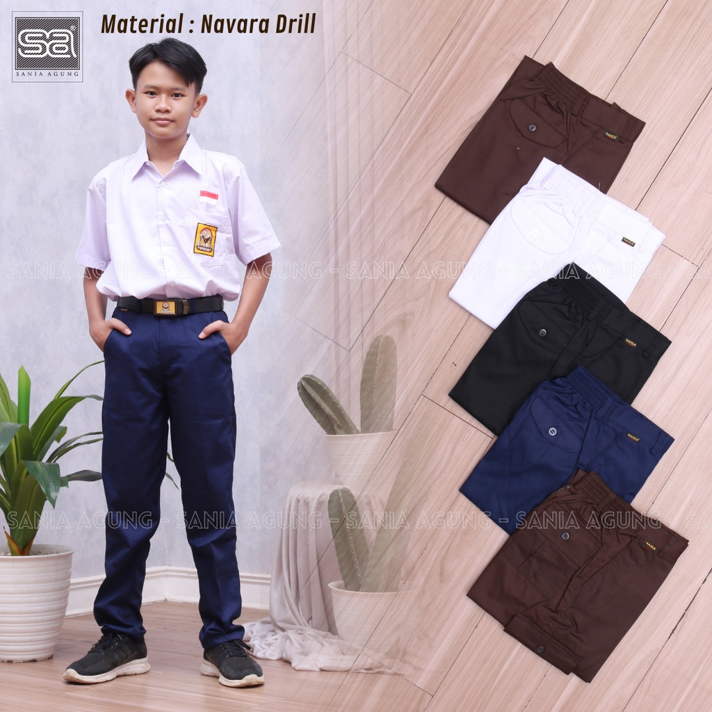 Seragam SMP MTS Bawahan Celana Panjang OSIS Biru Paspol Navara Drill - SANIA AGUNG