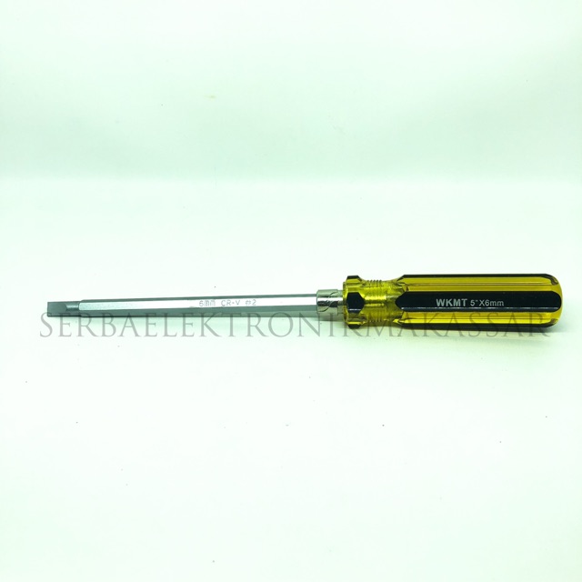 Obeng Bolak Balik Plus Minus 6mm x 125mm (5inch) Merk WKMT
