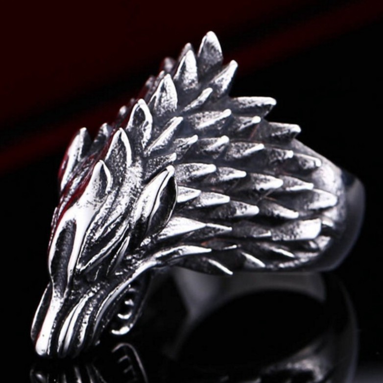 Blast wolf head punk retro cool men's ring