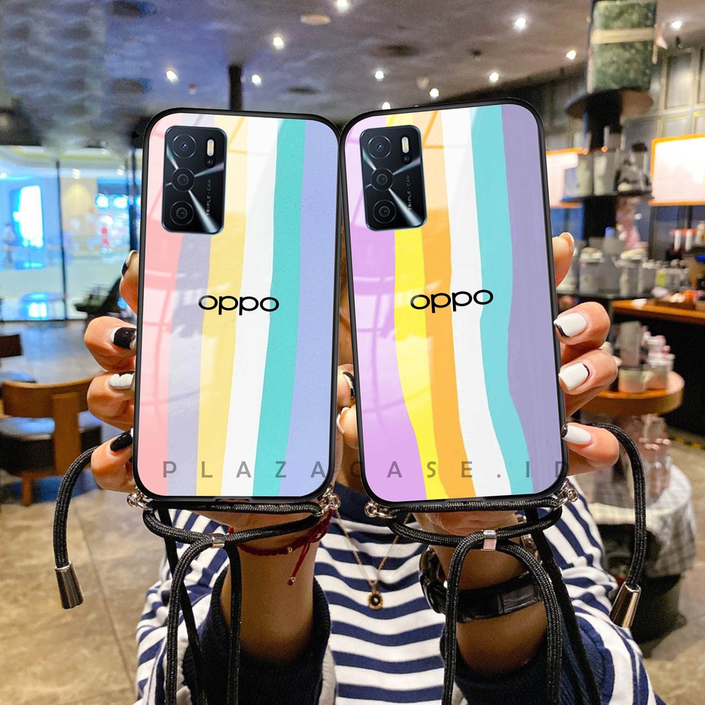 Softcase Glass Kaca + Tali - K108 -  For Oppo A54 A16 A15 A5S RENO 5 RENO 5F RENO 6 - Case Lucu - Case Oppo A54 - Casing Hp Oppo A16 - Casing Hp Oppo A15 - Kesing Oppo A5S - Softcase RENO 5 - Casing RENO 5F - Sarung Hp RENO 6 4G - Case A54 - Plazacase