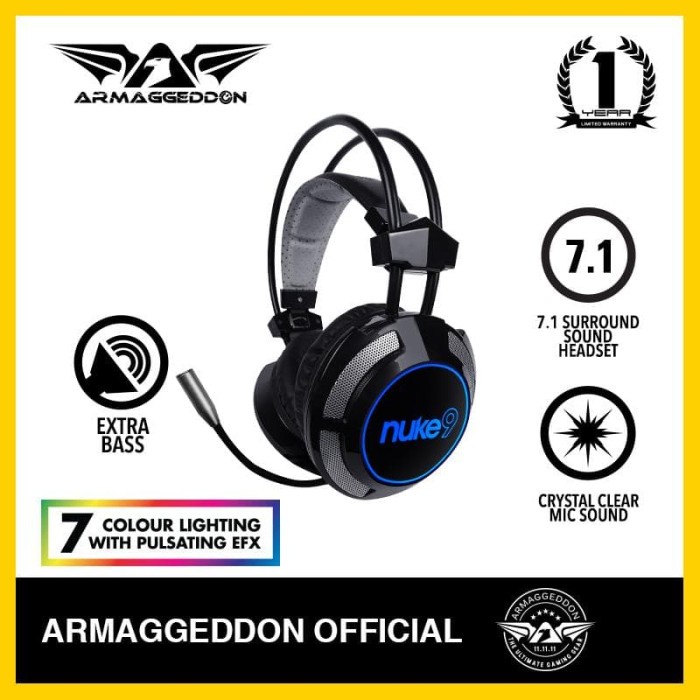 Headphone Headshet Gaming Armaggeddon Nuke 9 (7 colour lighting)