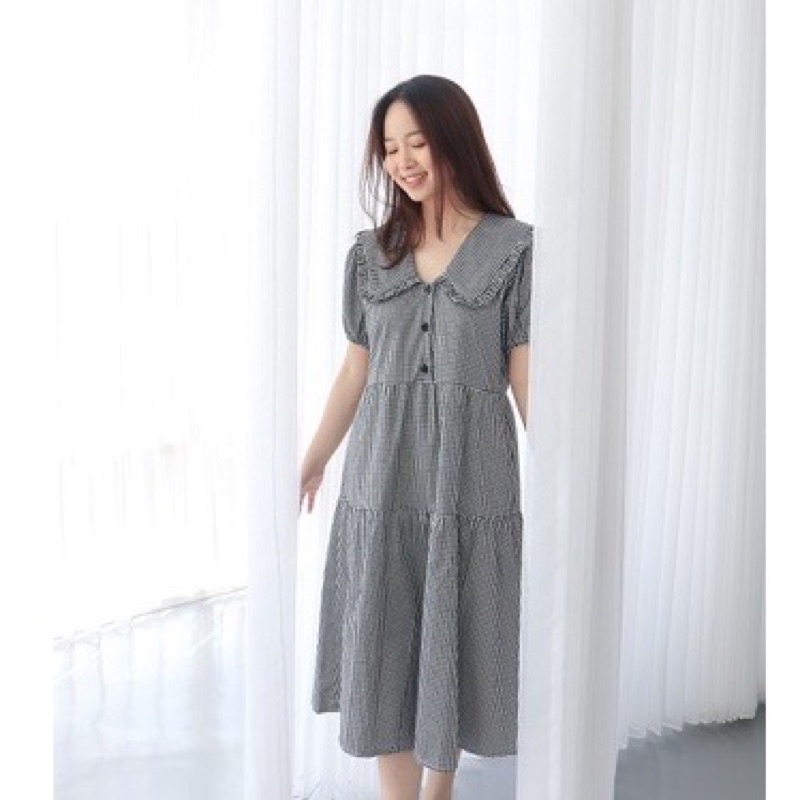 almond attire tiffany korean dress wanita black
