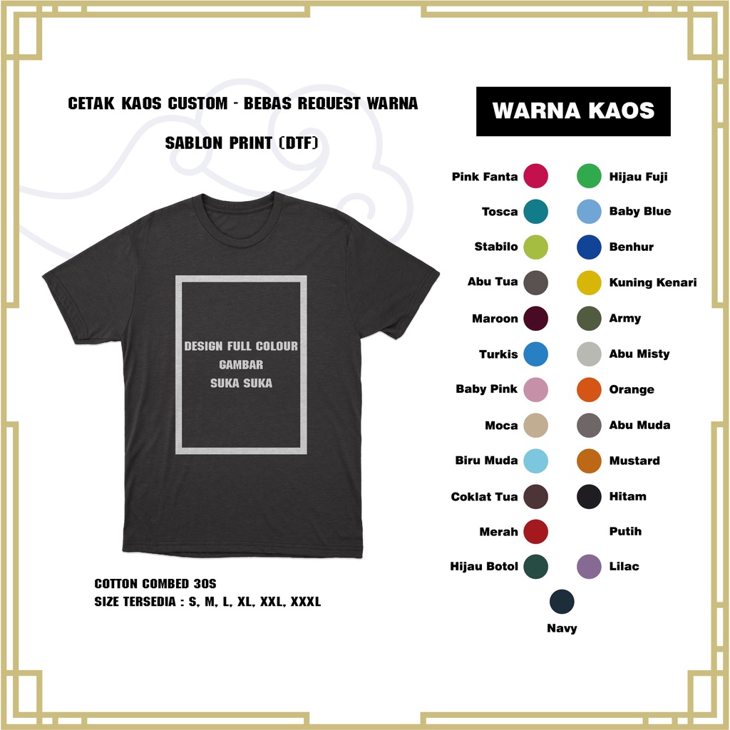 Kaos 24s Custom Satuan Design Suka - Suka Full Warna - Sablon Mesin DTF