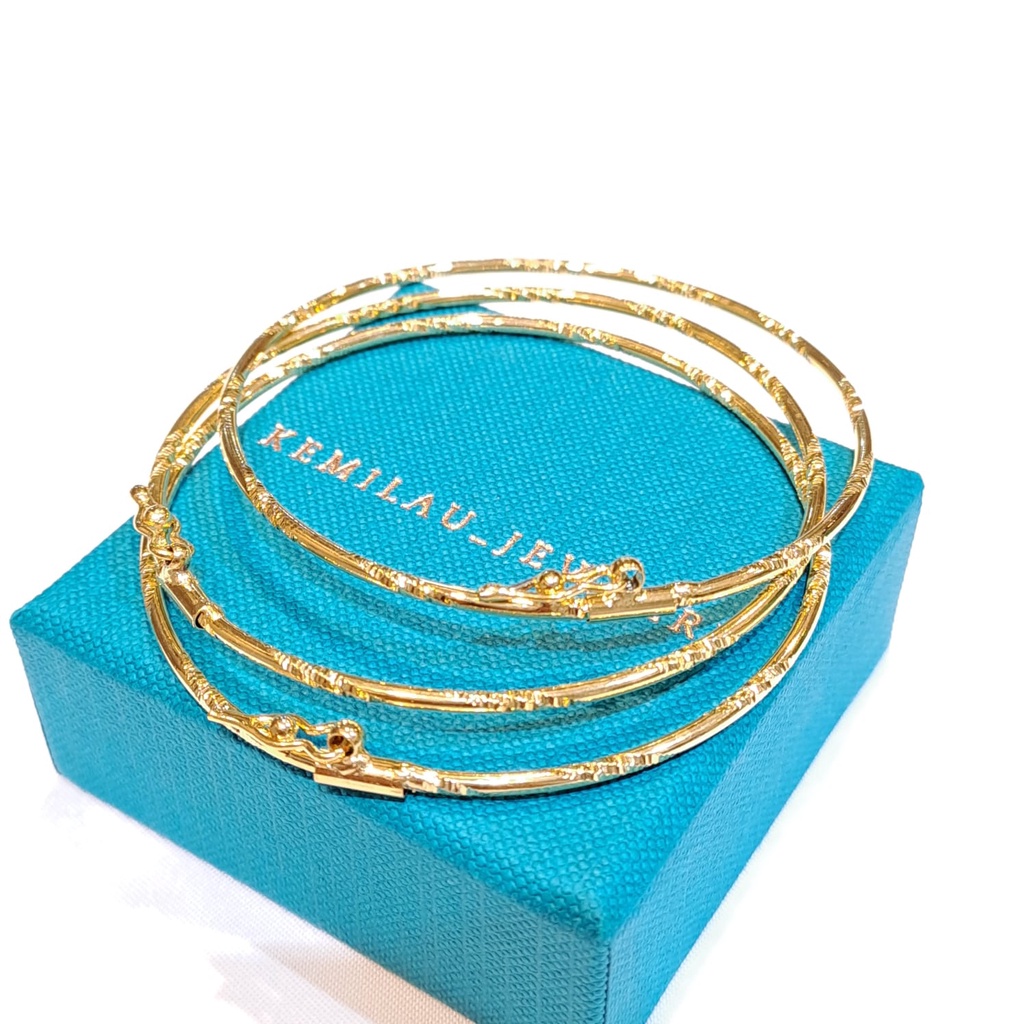 Gelang keroncong ulir lapis emas