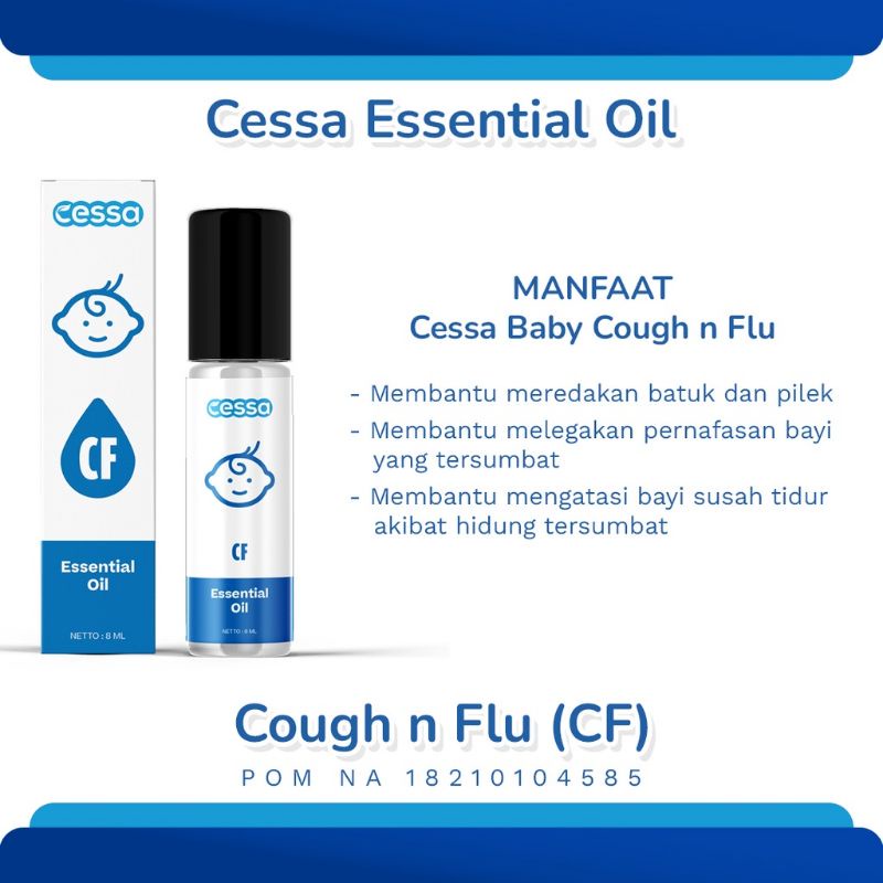 homimart I CESSA baby natural essential oil / obat batuk bayi / obat flu bayi / obat demam bayi / cough n flu / fever drop / lenire / Essential Oil Penurun demam anak