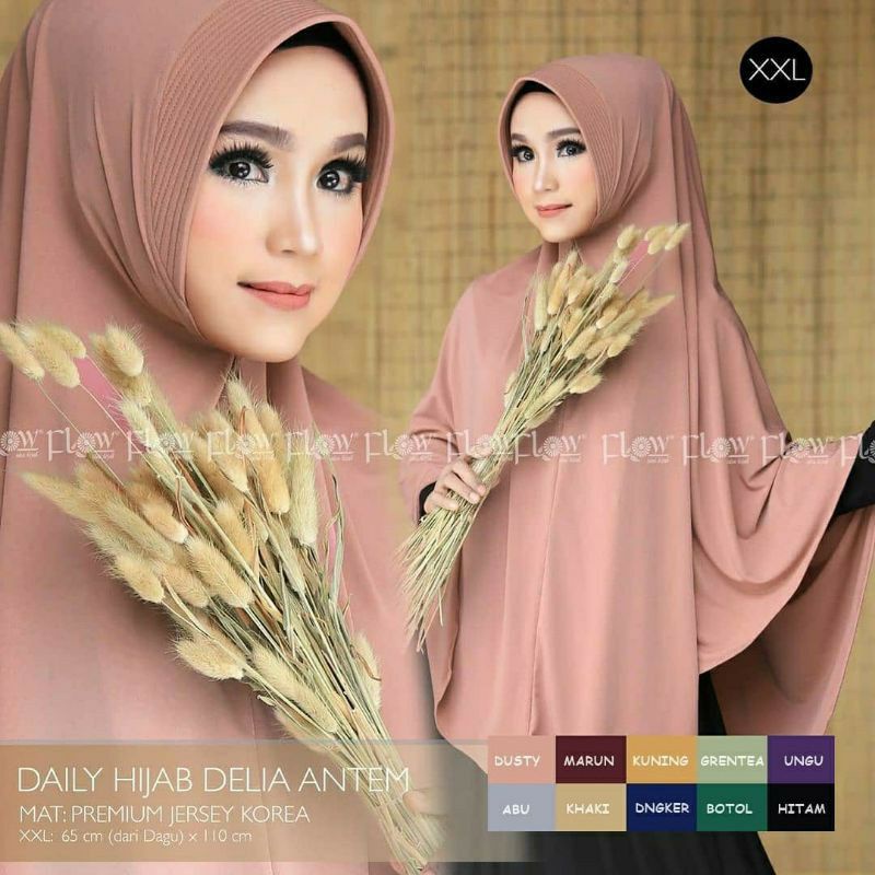Delia antem hijab syari jersey korea by khadijah, Hijab bergo instan syari jersey