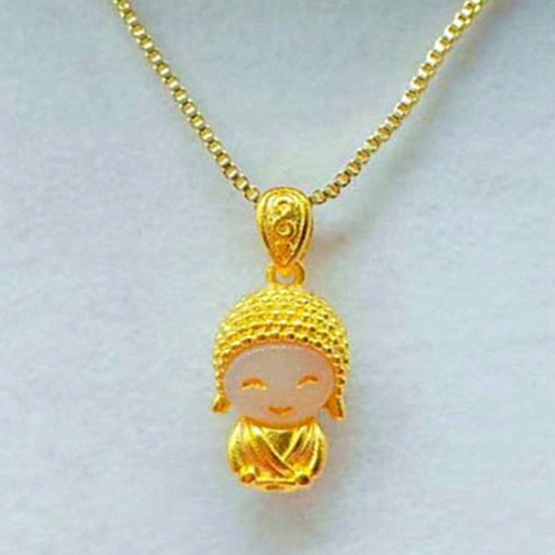 Fancyqube Lucky Charm Necklace Cartoon Buddha Titanium Neckalce No Tarnish Women Fashion