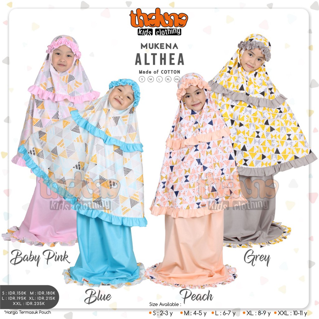 MUKENA ANAK ALTHEA MOTIF SEGITIGA ABSTRAK YANG ELEGAN by Thaluna Kids Chothing