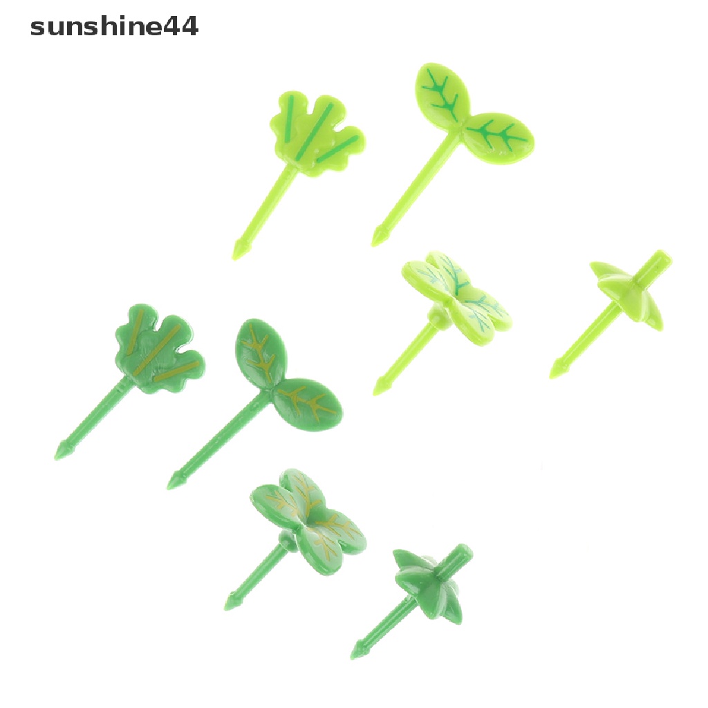 Sunshine 8pcs Pick Buah / Kue / Salad Mini Bentuk Vork Tandenstoker Bladeren