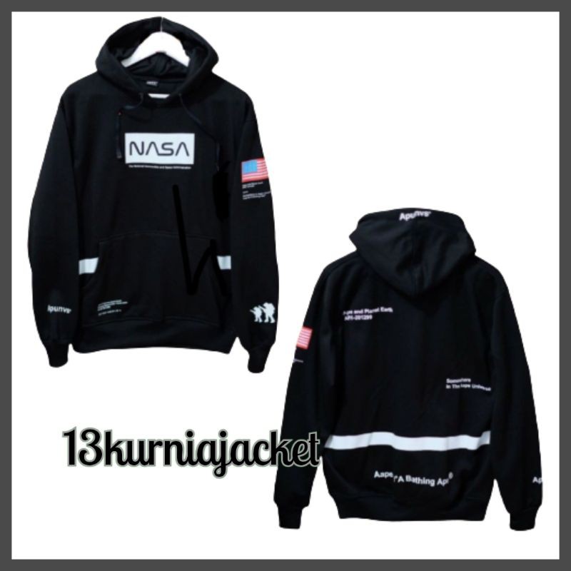 HOODIE NASA APE HITAM PUTIH SWEATER NASA PLAT (BISA BAYAR DI TEMPAT)