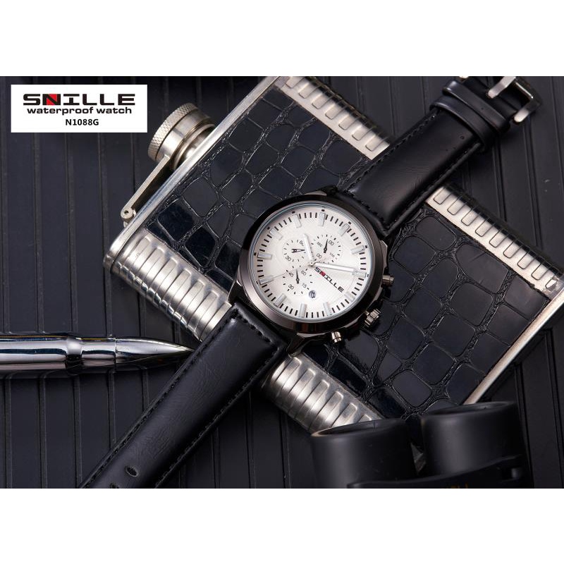 Snille Jam Tangan Kulit Pria Original Asli Anti Air Waterproof 1088