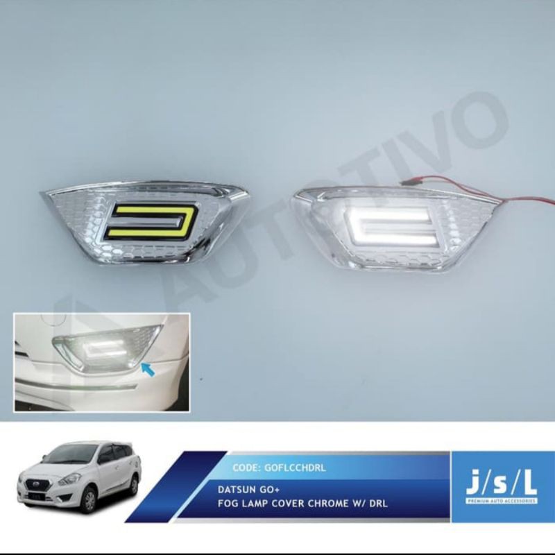 cover lampu kabut/ foglamp cover chrome with LED Datsun go jsl