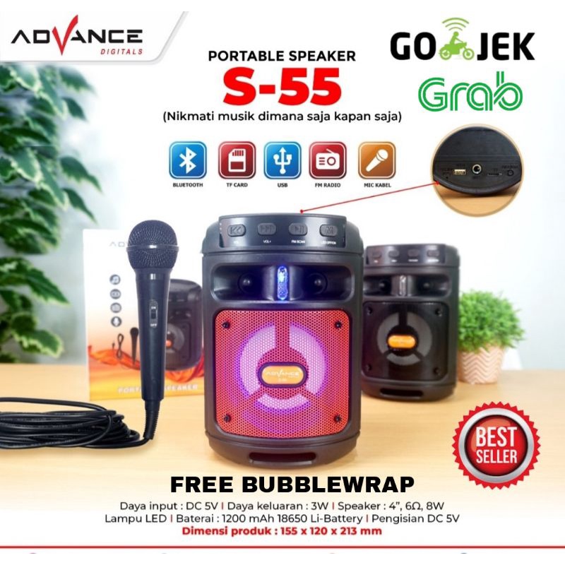 ADVANCE SPEAKER PORTABLE S-55 BLUETOOTH + MIC