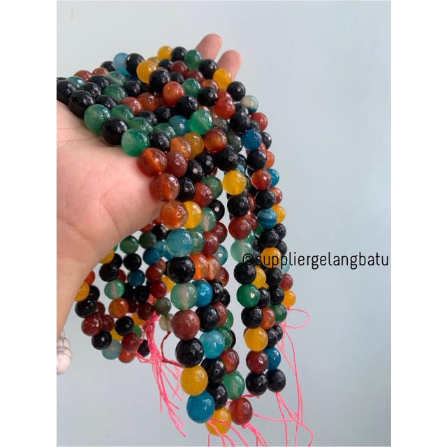 bahan multicolour onyx cutting 12mm natural corak akik alam faceted