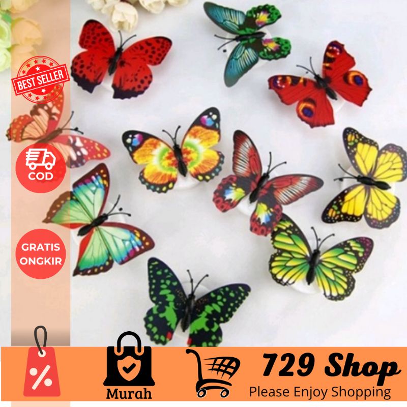 Lampu Hias Kupu-Kupu LED Lampu hiasan Dinding Dekorasi Kamar Tidur Butterfly Import Best Seller