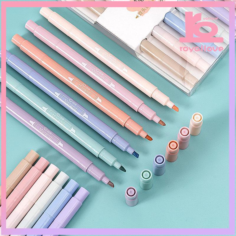 

COD✨6PCS Spidol Highlighter Dua Sisi Ujung Lembut-love