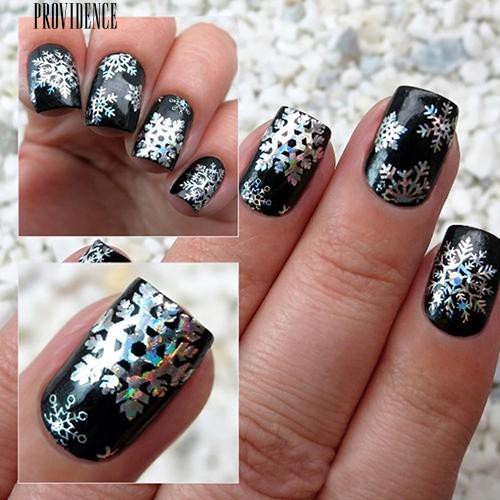 [Bayar Di Tempat] 1 Lembar Natal Snowflake Pola Nail Foil Nail Art DIY Transfer Sticker Kertas