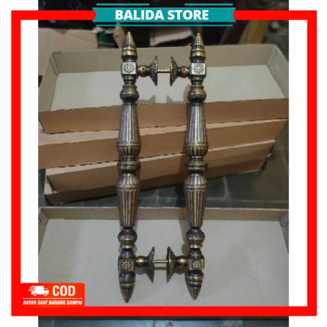 Handle Pintu Rumah Kuningan Menara Antik 60 cm - Antique Brass