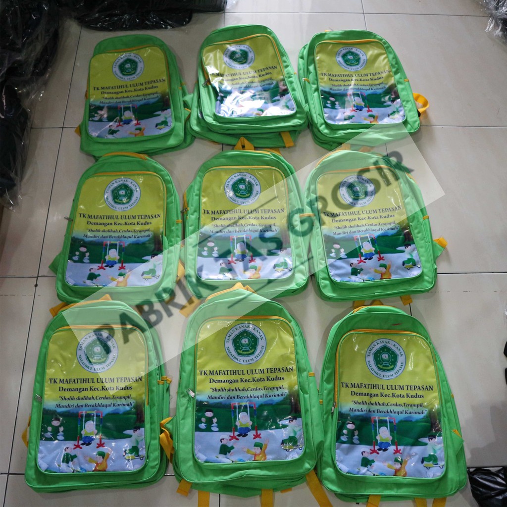 Jual Tas Grosir Bordir Sablon Souvenir Acara Sekolah TK SD SMP SMA Ransel Hadiah Pelatihan Diklat