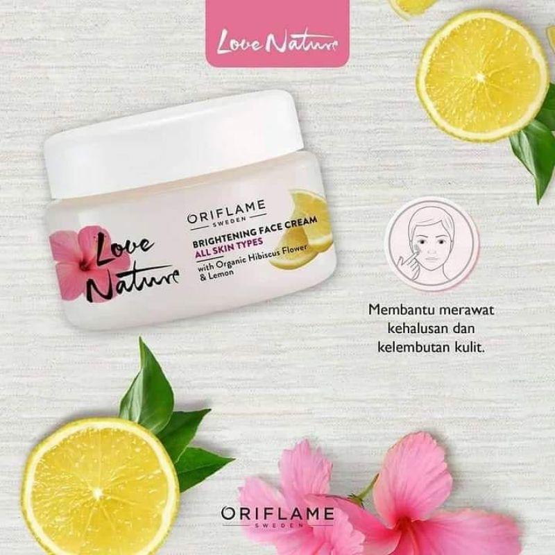 Love Nature Brightening Face Cream,Toner,Cleanser With Organic Hibiscus Flowers &amp; Lemon