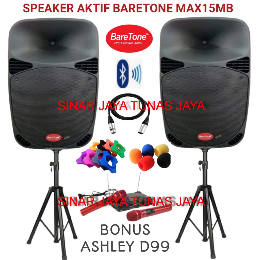 SPEAKER AKTIF BARETONE MAX15MB MAX15 MB ORIGINAL BONUS MIC WIRELESS ASHLEY