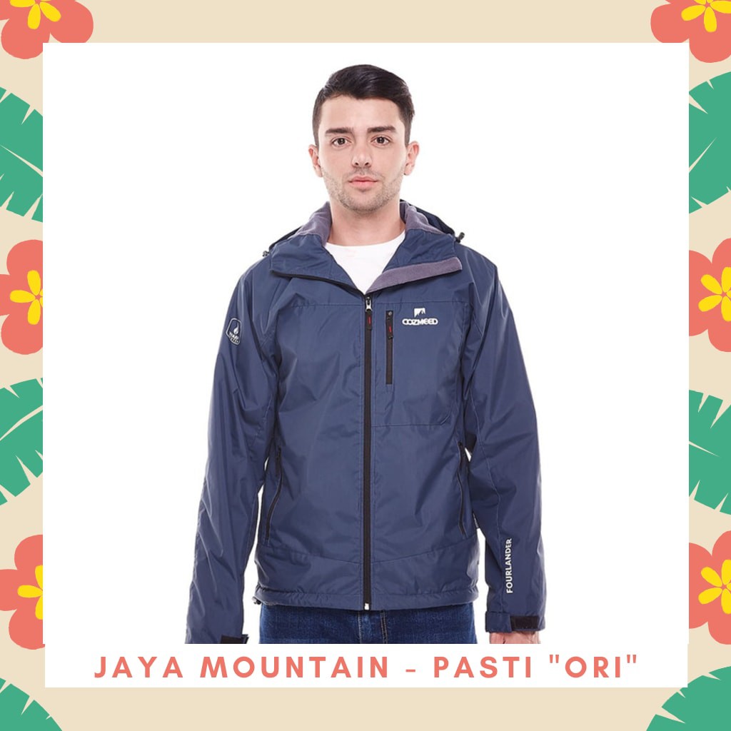 Cozmeed Jaket Gunung Pria Fourlander Taslan Waterproof Biru Denim M