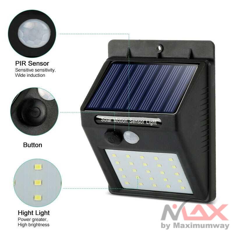 Lampu Pagar Lampu Taman Lampu tenaga surya Sensor Gerak PIR anti air Lumens 6500K waterproof outdoor solar panel Solar Light Outdoor Solar Lamp PIR Motion Sensor Solar Powered Sunlight Street Lights for Garden Decoration