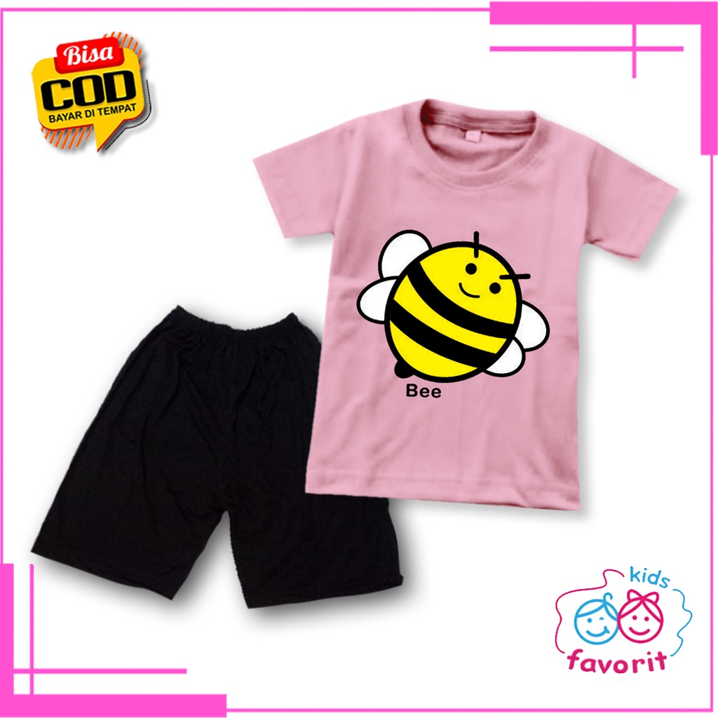 Favorit kids setelan baju anak perempuan lengan pendek gambar kartun