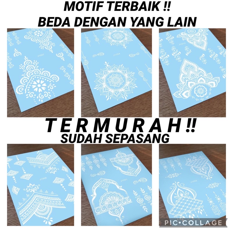 GROSIR HENNA TEMPEL HENNA TATTOO HENNA TEMPORER HENNA PUTIH SEPASANG