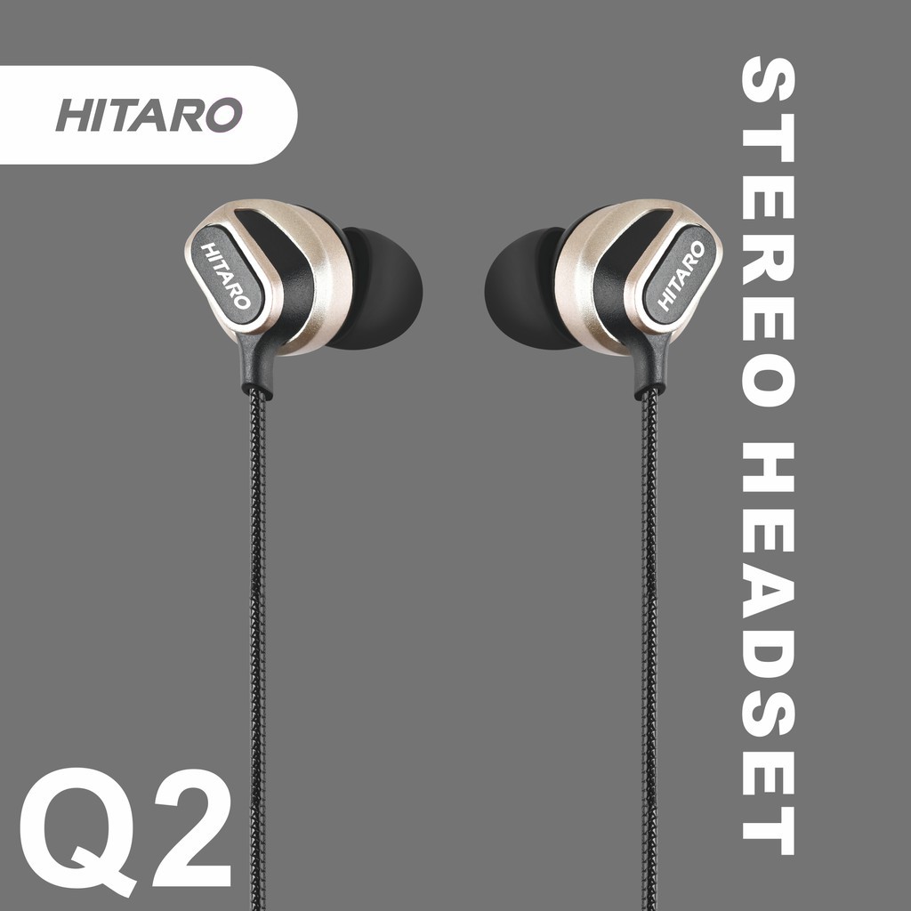 Earphone Headset Hitaro Kabel Stereo 3.5mm Dengan Mic Super Bass Q2