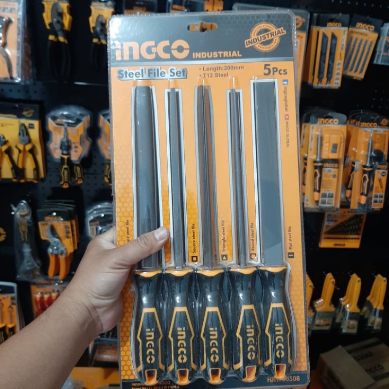 Kikir Besi Kotak Segitiga 5 Pcs Steel File Set INGCO HKTFS0508