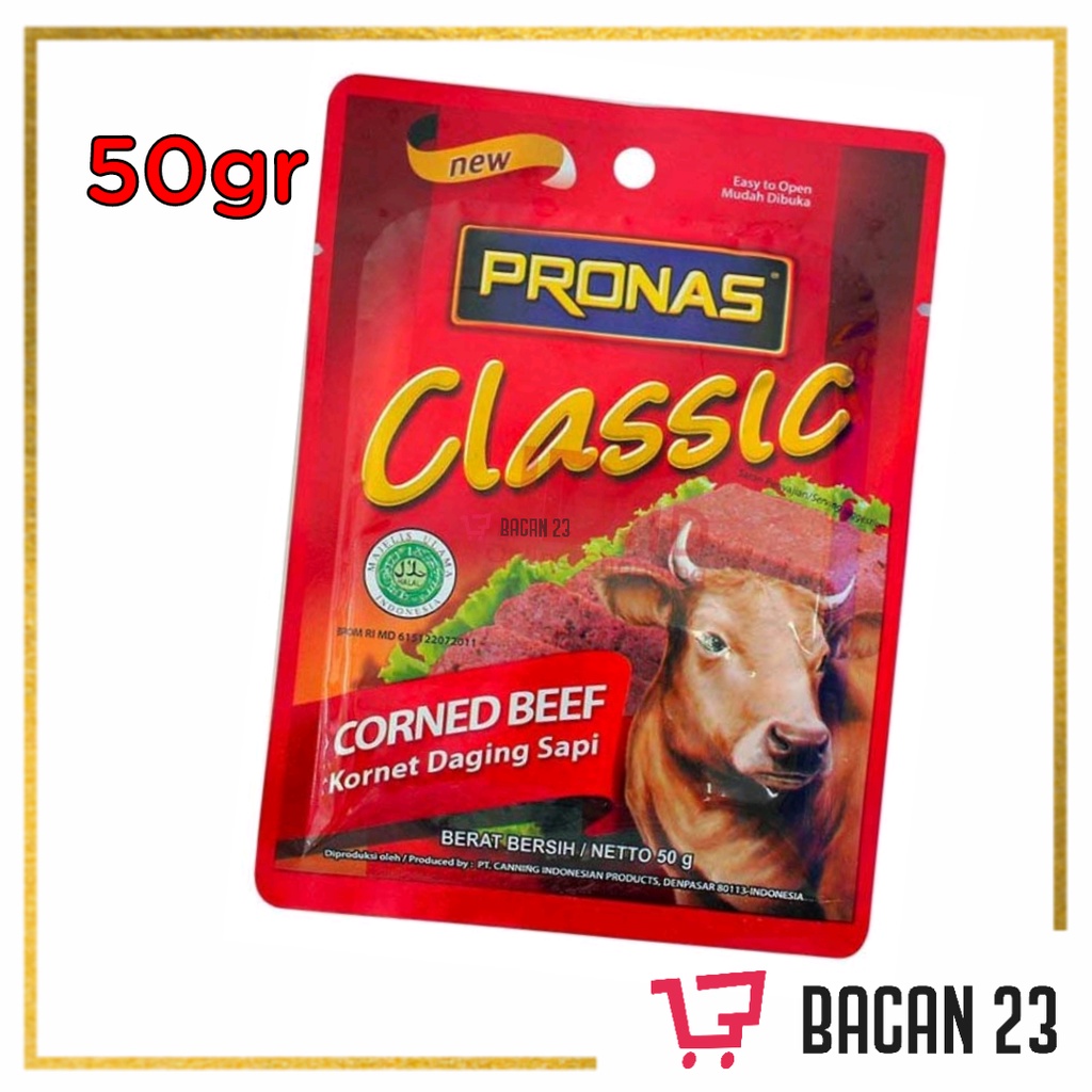 

Pronas Kornet Daging Sapi (50gr) / Daging Kornet Sapi Kaleng / Bacan 23 - Bacan23