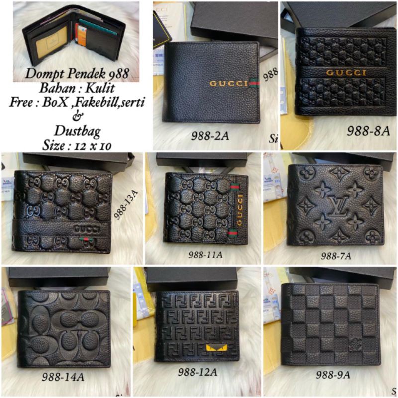 dompet lipat pendek kulit embos free box