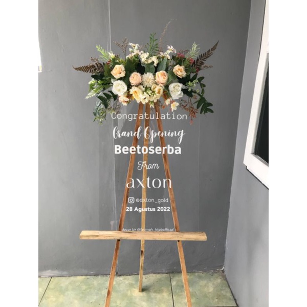 Papan Ucapan Akrilik Bunga Malang Event Graduation Wisuda Grand Opening Wedding Birthday 60x40cm