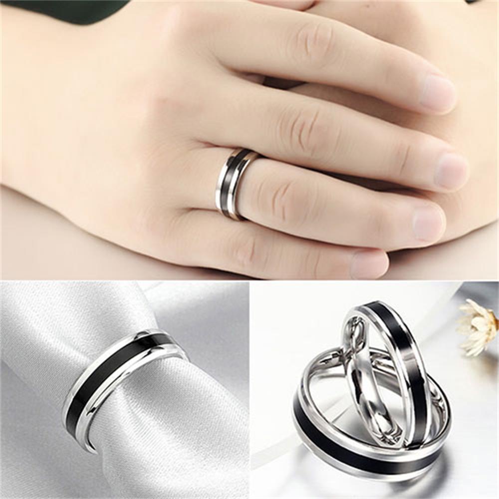 Lily Black Titanium Band Cincin Fashion Nikah Pasangan Lebar 4/6MM