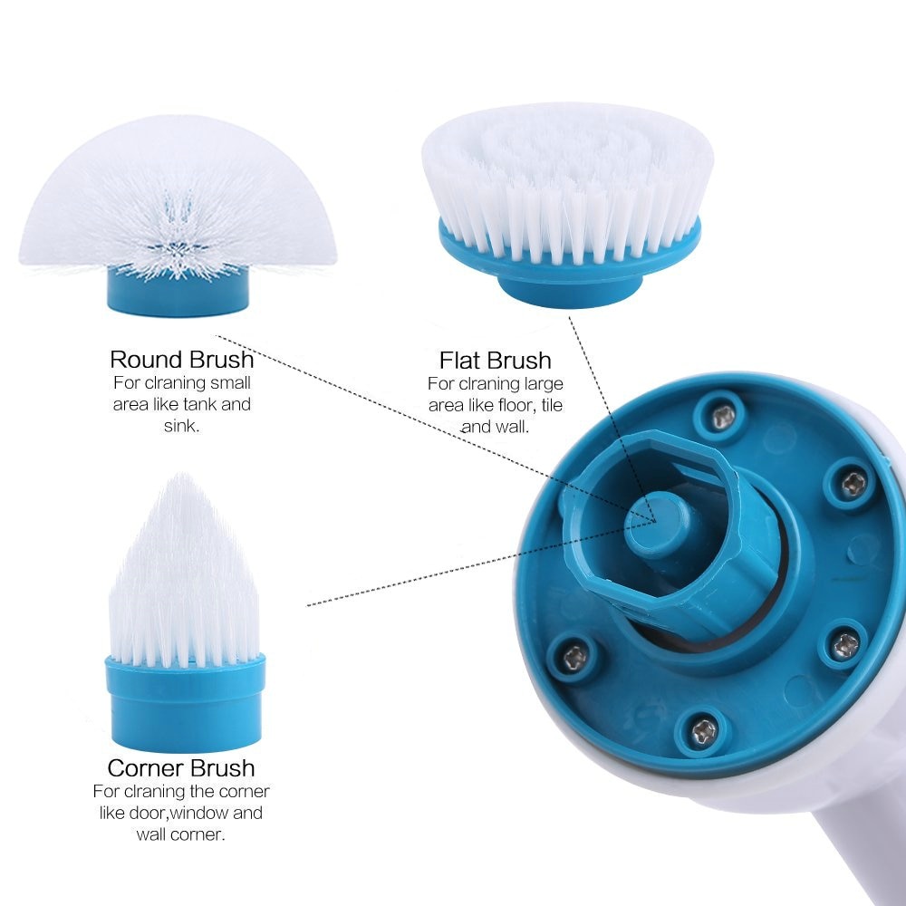 TaffHOME Hurricane Spin Scrubber Sikat WC Elektrik Bathroom Kitchen Cleaning Tools Set PUTIH