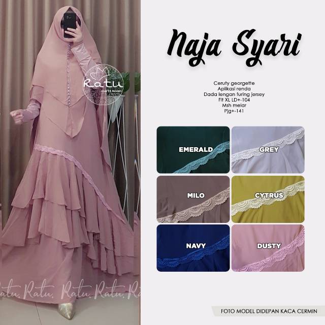 RHS ~ naja syari gamis pesta syari premium jumbo ori solo by ratu hijab