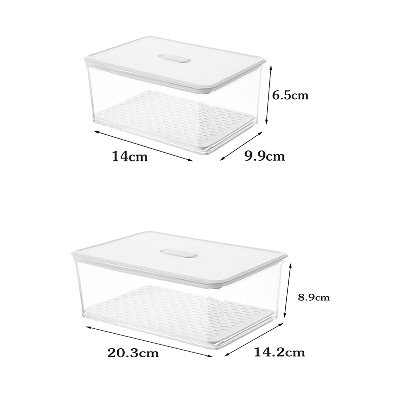 Food Refrigerator Fresh Food Container / Kitchen Transparent Plastic Dumplings Vegetable Egg Sealed Storage Box With Lid Drain for Kitchen