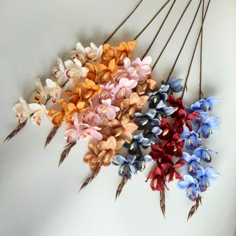 BUNGA ANGGREK SYMBIDIUM KAIN  (BAGRK81) - ANGGREK KAIN-ANGGREK  SYMBIDIUM-BUNGA SUDUT -BUNGA ARTIFIC